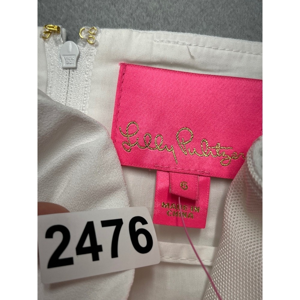 Lilly Pulitzer White Strapless Sweetheart Pleated Cocktail‎ Dress 012393 Size 6 - Picture 15 of 15